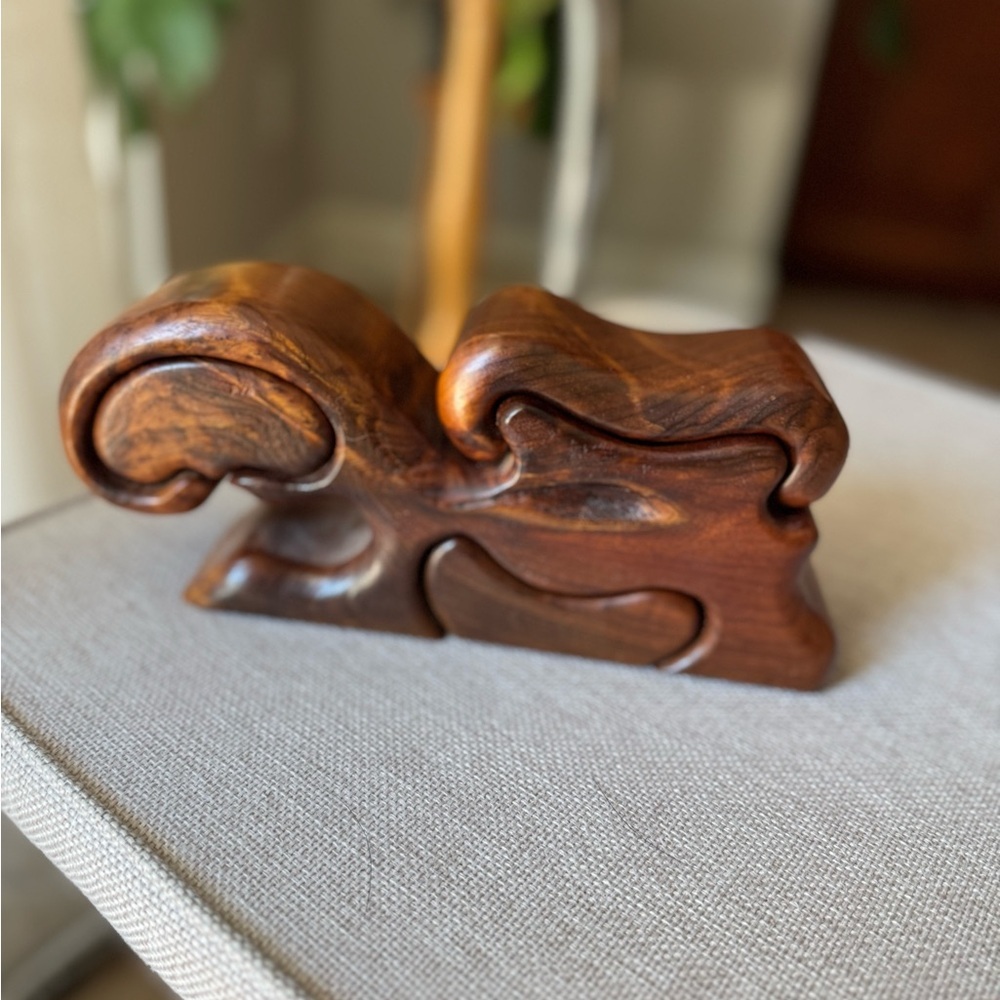 Vintage‎ organic puzzle box Handcrafted Wooden Sculpture